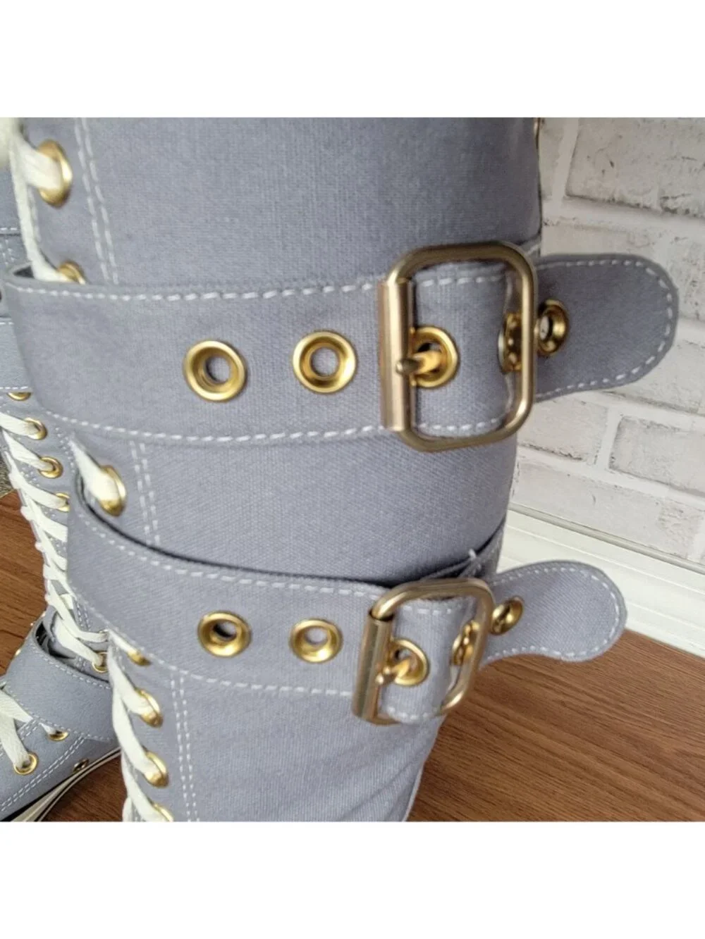 ⭐Converse Chuck Taylor XXHi Buckles 7 Women's Knee-high Boots Shoes Gray A11892C